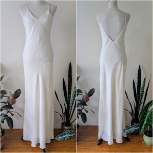Vintage 90s Long White Minimalist Low Back Dress